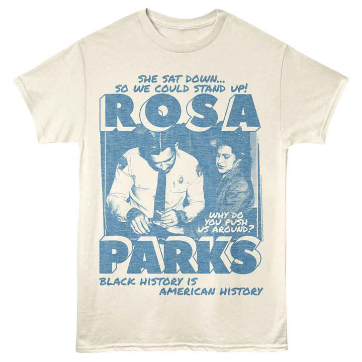 Rosa Parks - She Sat Down - Off-White - Front Print Solid Adult Unisex Short Sleeve T-Shirt