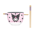 Sanrio Hello Kitty and Friends Kuromi Skulls and Stars Bowl with Chopsticks 20 Ounces
