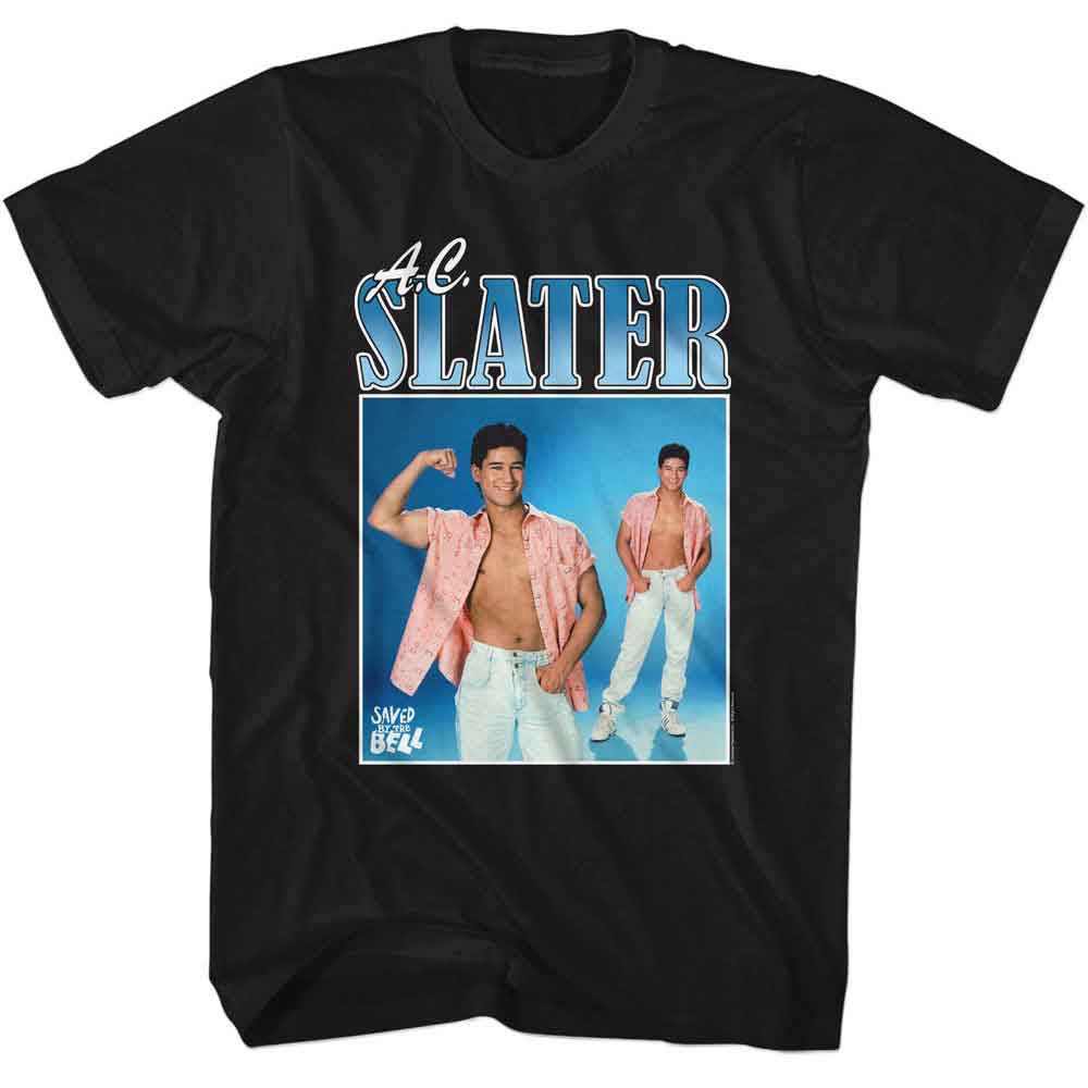 Saved By The Bell - Slater 90s Style - American Classics - Solid Black Adult Short Sleeve T-Shirt