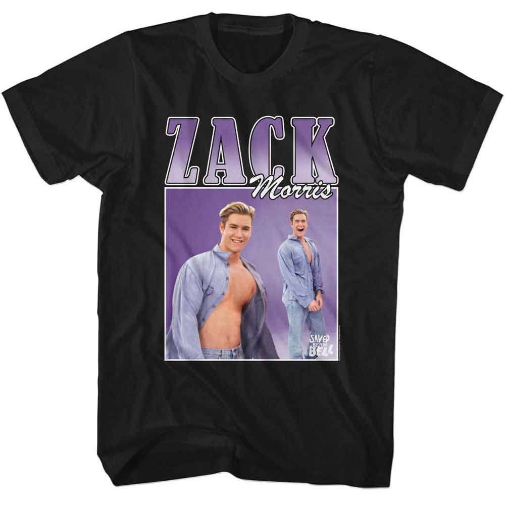 Saved By The Bell - Zack 90s Style - American Classics - Solid Black Adult Short Sleeve T-Shirt