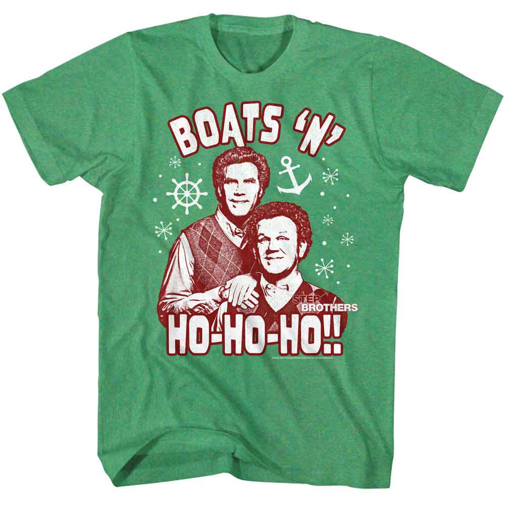 Step Brothers - Ho Ho Hoes - Officially Licensed - Green Heather Front Print Adult Short Sleeve T-Shirt