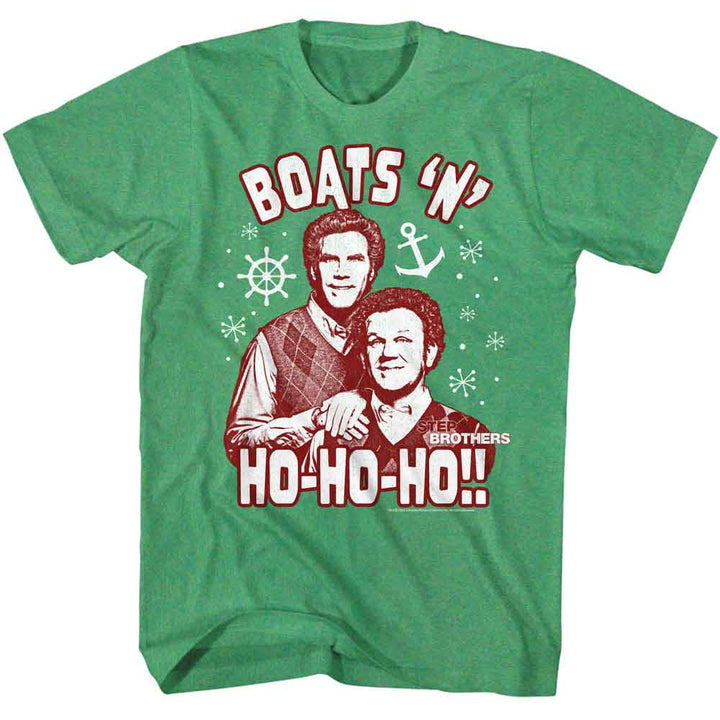 Step Brothers - Ho Ho Hoes - Officially Licensed - Green Heather Front Print Adult Short Sleeve T-Shirt
