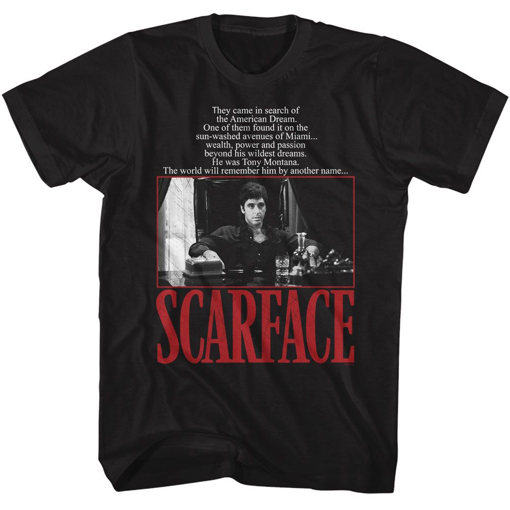 Scarface - American Dream Quote - Officially Licensed American Classics - Front Print Solid Adult Short Sleeve T-Shirt