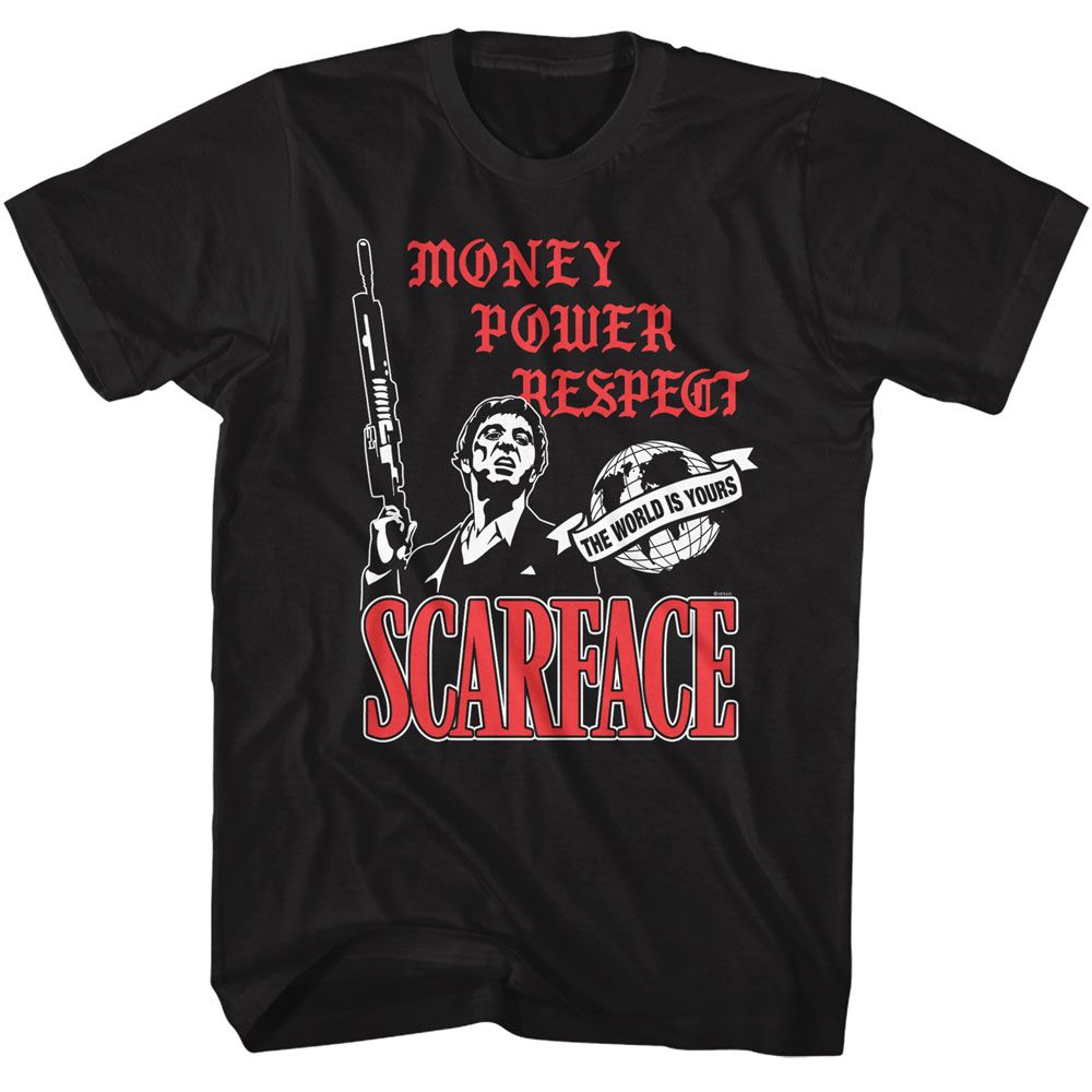 Scarface - Money Power Respect Icons - Officially Licensed American Classics - Front Print Solid Adult Short Sleeve T-Shirt