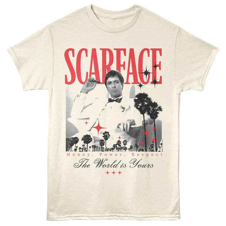 Scarface - The World - Solid Adult Unisex Short Sleeve T-Shirt - Natural