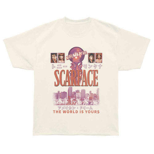 Scarface - The World Is Yours Globe - Bronx Oversized Short Sleeve T-Shirt - Front Print - Off-White