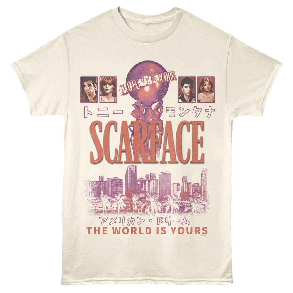 Scarface - The World Is Yours - Front Print Adult Short Sleeve Solid T-Shirt - Natural