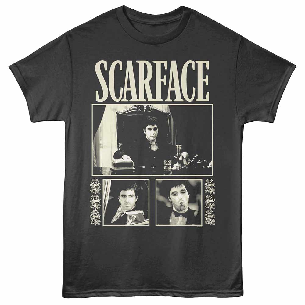 Scarface - 3 Photo Rose Alt - Adult Unisex Short Sleeve T-Shirt - Smoke