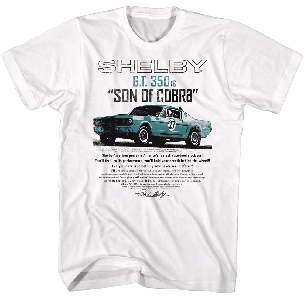 Carroll Shelby - Son Of Cobra - American Classics - Solid White Adult Short Sleeve T-Shirt