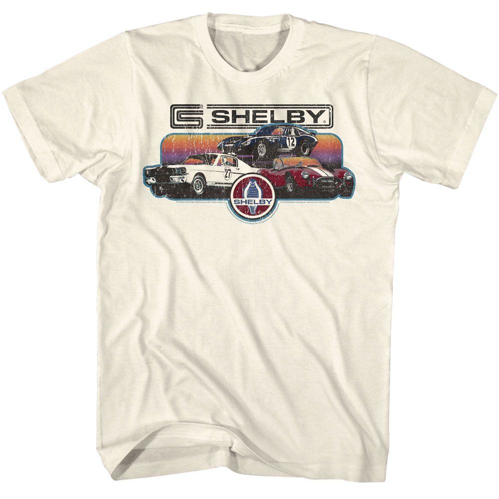 Carroll Shelby - Gradient Collage - American Classics - Solid Off-White Adult Short Sleeve T-Shirt