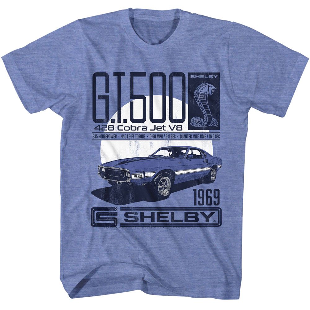 Carroll Shelby - 428 Cobra Jet - American Classics - Heather Blue Adult Short Sleeve T-Shirt