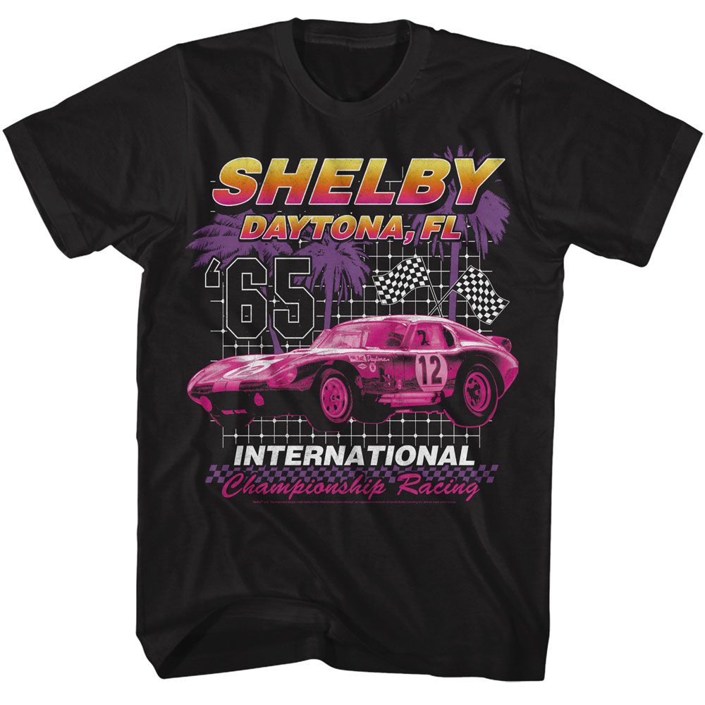 Carroll Shelby - International Championship - American Classics - Solid Black Adult Short Sleeve T-Shirt