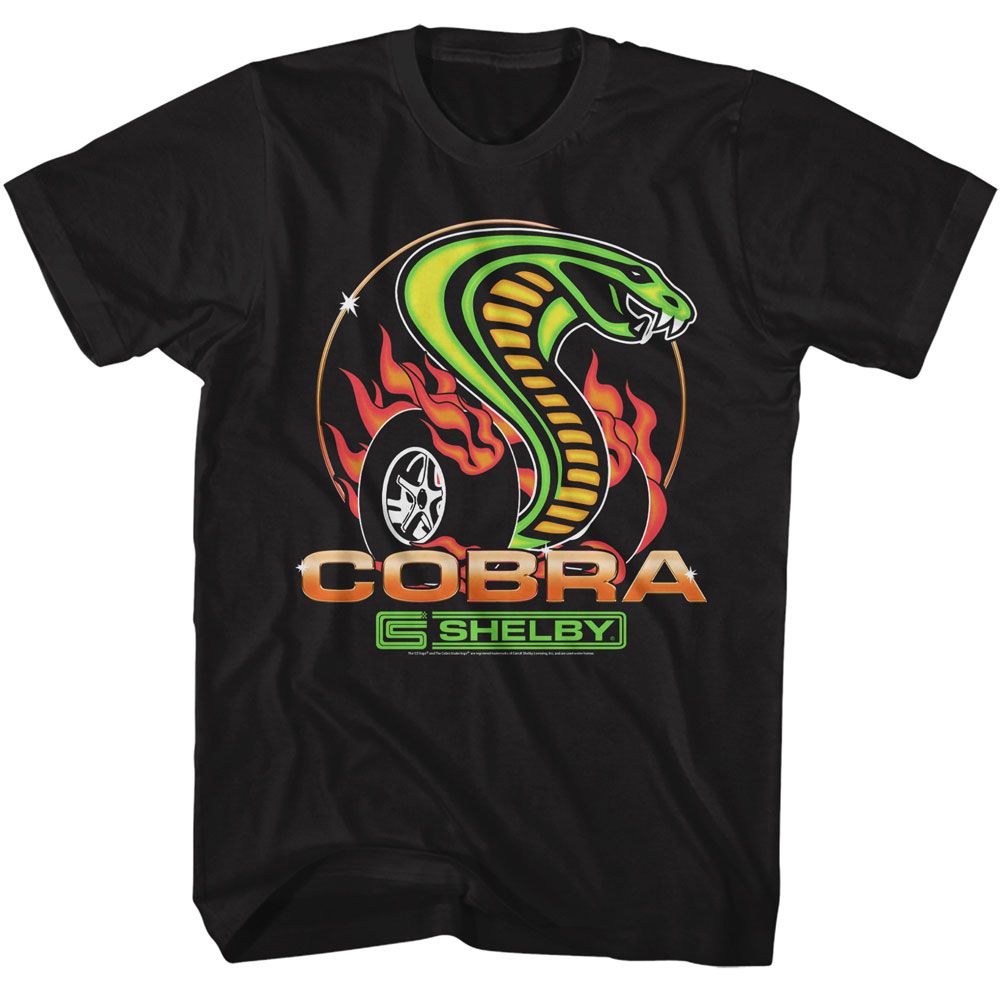 Carroll Shelby - Dragon Snake Burnout - American Classics - Solid Black Adult Short Sleeve T-Shirt