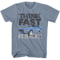 Carroll Shelby - Think Fast - American Classics - Heather Blue Adult Short Sleeve T-Shirt