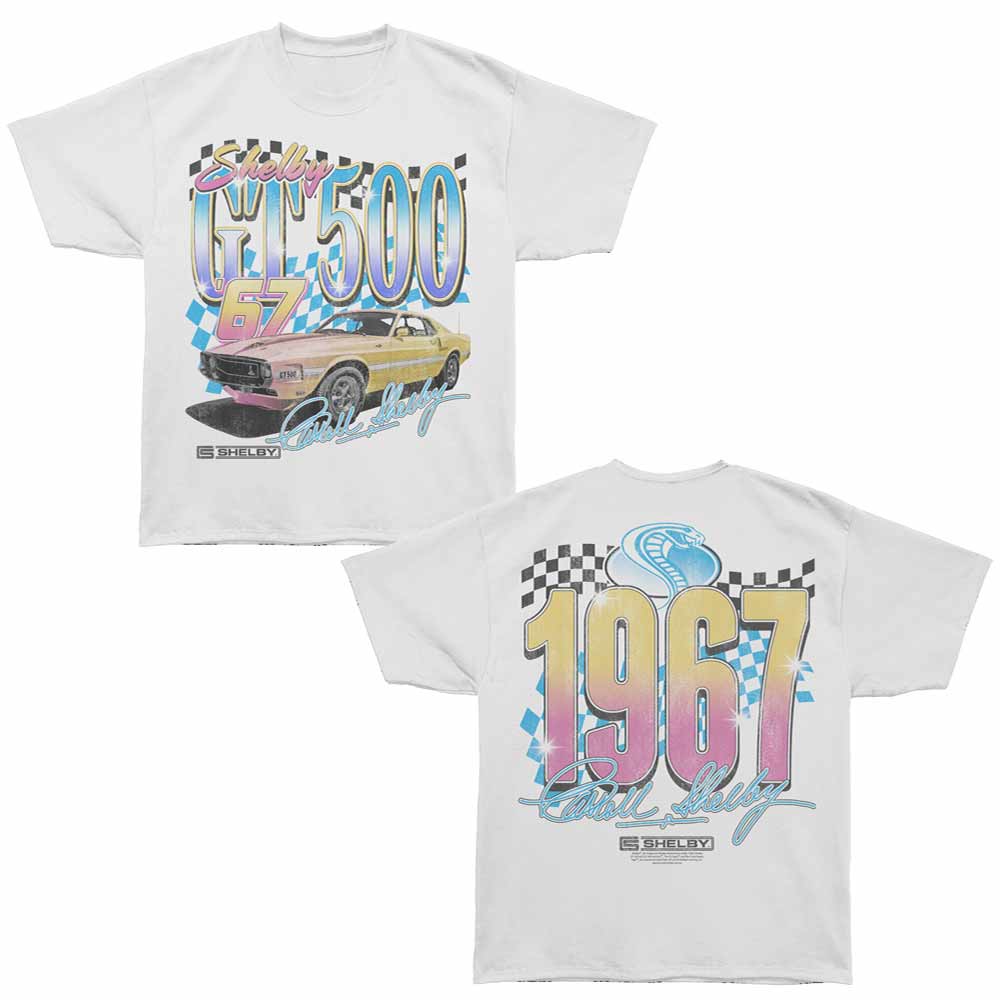 Carroll Shelby - Shelby GT500 '67 Gradient - Bronx Oversized Short Sleeve T-Shirt - Front & Back Print - White