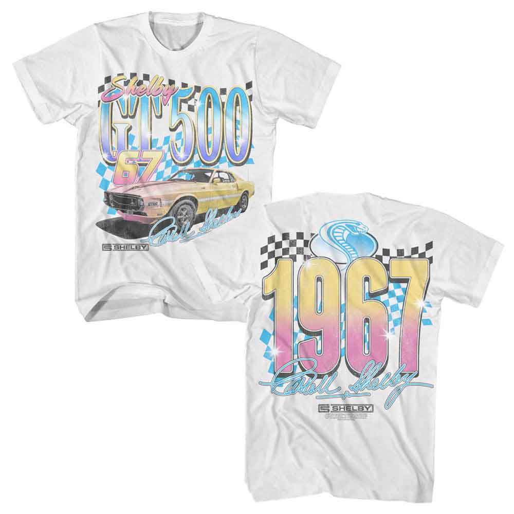 Carroll Shelby - GT 500 67 Gradient - American Classics - Solid White Adult Short Sleeve T-Shirt