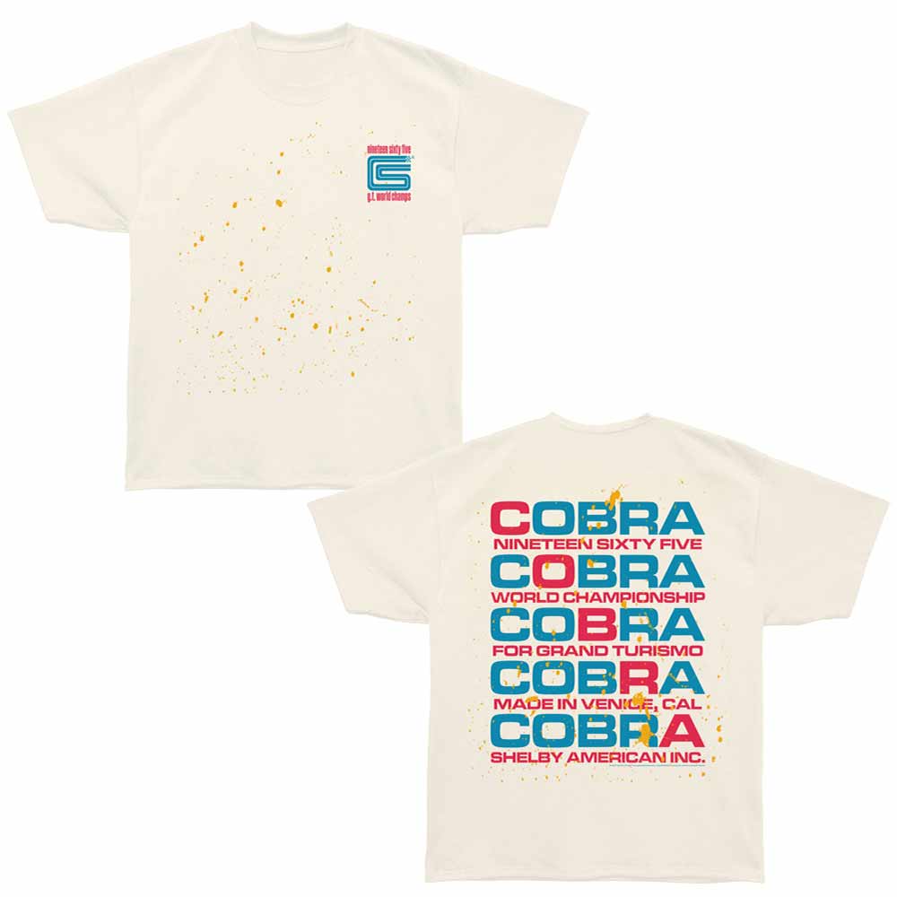 Carroll Shelby - Cobra '65 GT Champs Shop - Bronx Oversized Short Sleeve T-Shirt - Front & Back Print - Off-White