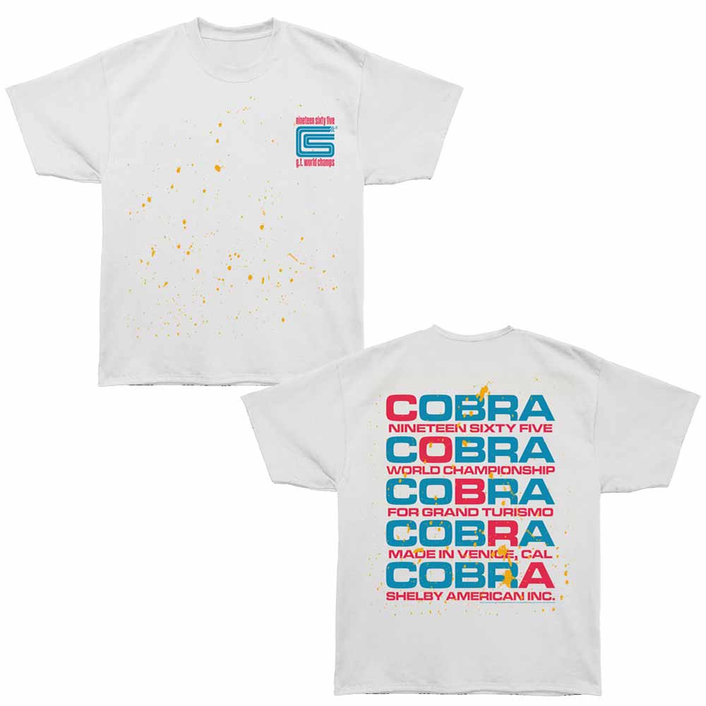 Carroll Shelby - Shelby Cobra '65 GT Champs Shop - Bronx Oversized Short Sleeve T-Shirt - Front & Back Print - White