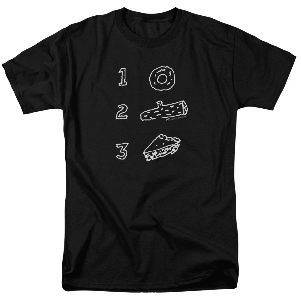 Twin Peaks - Pie Log Donut - Adult Unisex Short Sleeve T-Shirt - Black