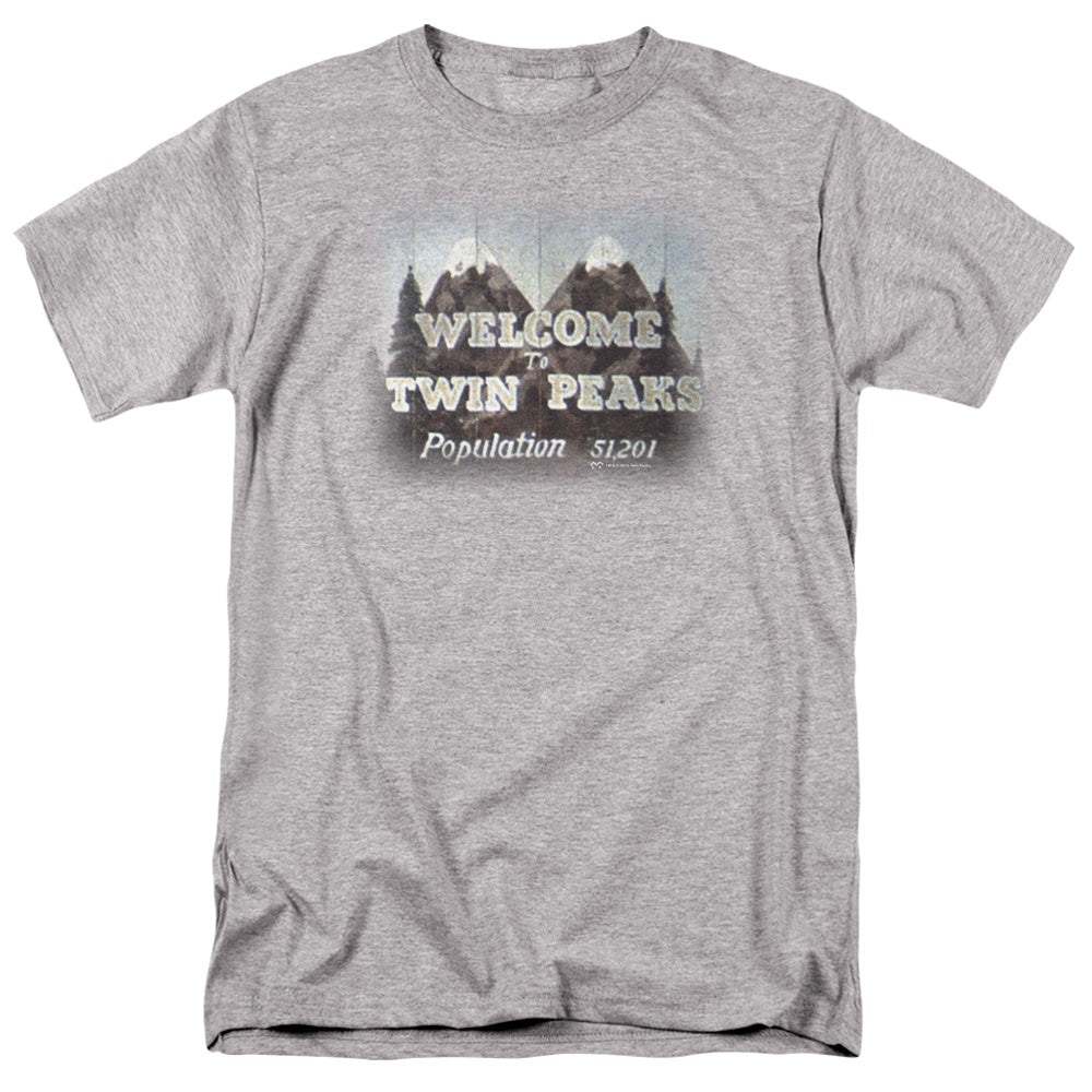 Twin Peaks - Welcome To - Adult Unisex Short Sleeve T-Shirt - Gray