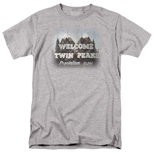 Twin Peaks - Welcome To - Adult Unisex Short Sleeve T-Shirt - Gray