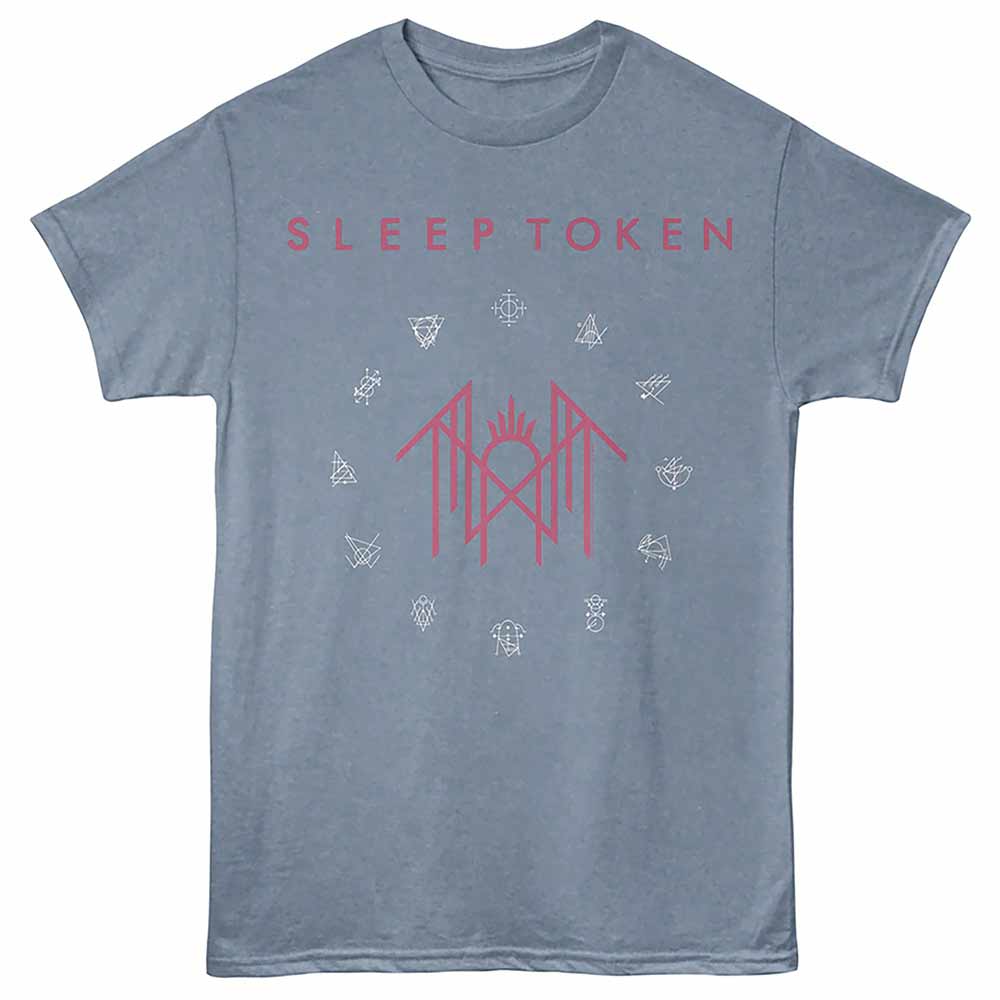 Sleep Token - Sundowning Embroidery - Front Print Adult Short Sleeve Heather T-Shirt - Indigo Heather