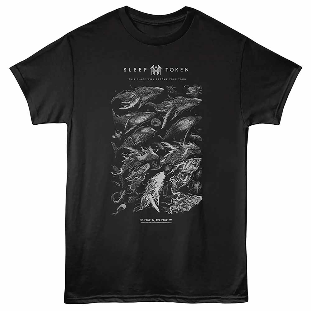 Sleep Token - Sealife - Front Print Adult Short Sleeve Solid T-Shirt - Black