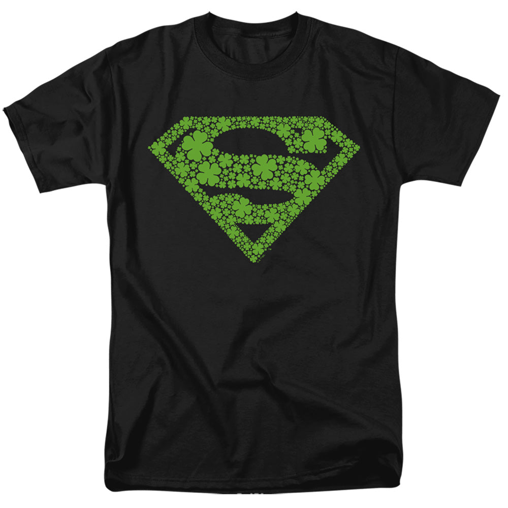 DC Comics Superman St. Patrick's Day Shamrock Logo Adult Unisex T-Shirt Black