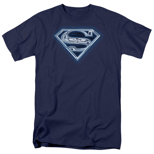 DC Comics - Superman - Cyber Shield - Adult Unisex Short Sleeve T-Shirt - Blue