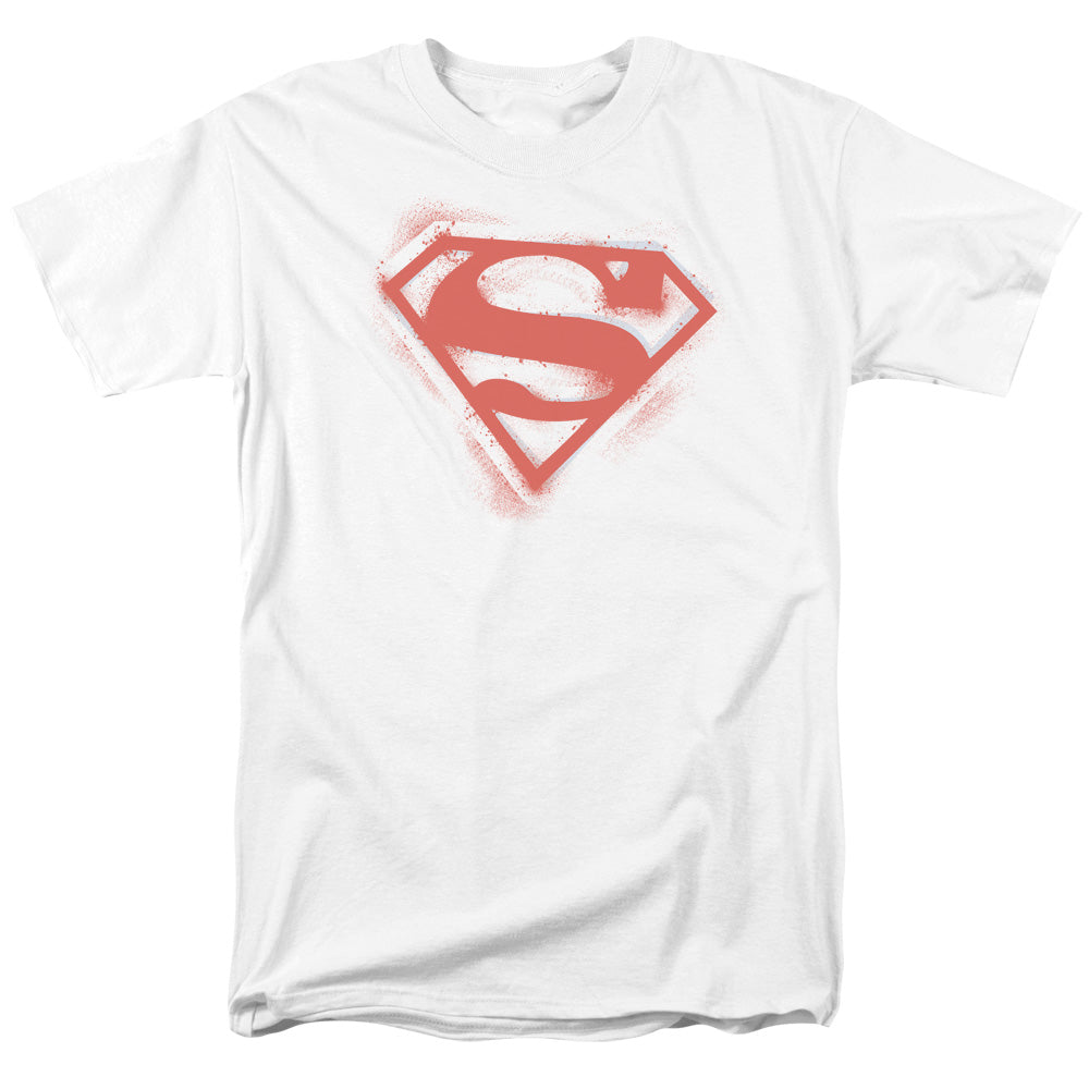 DC Comics - Superman - Spray Paint Shield - Adult Unisex T-Shirt - White