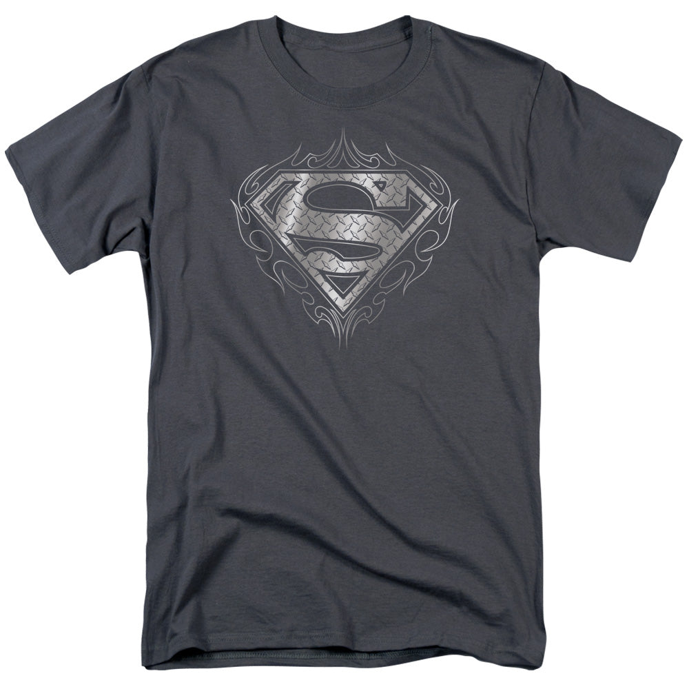 DC Comics - Superman - Tribal Steel Logo - Adult Unisex T-Shirt - Gray