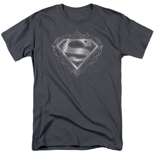 DC Comics - Superman - Tribal Steel Logo - Adult Unisex T-Shirt - Gray