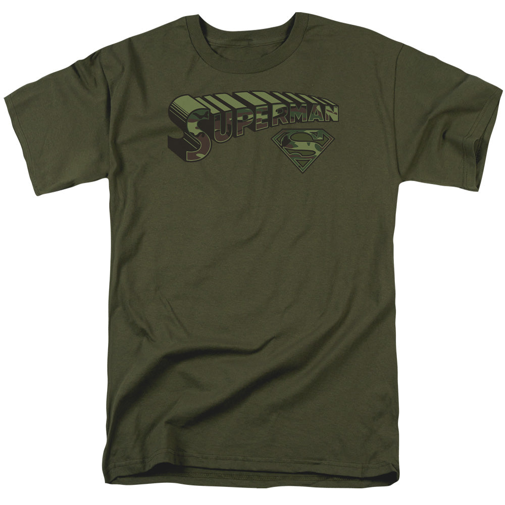 DC Comics - Superman - Camo Logo & Shield - Adult Unisex T-Shirt - Green