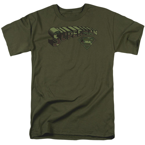 DC Comics - Superman - Camo Logo & Shield - Adult Unisex T-Shirt - Green
