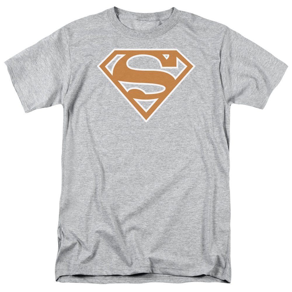 DC Comics - Superman - Burnt Orange & White Shield - Adult Unisex T-Shirt - Gray