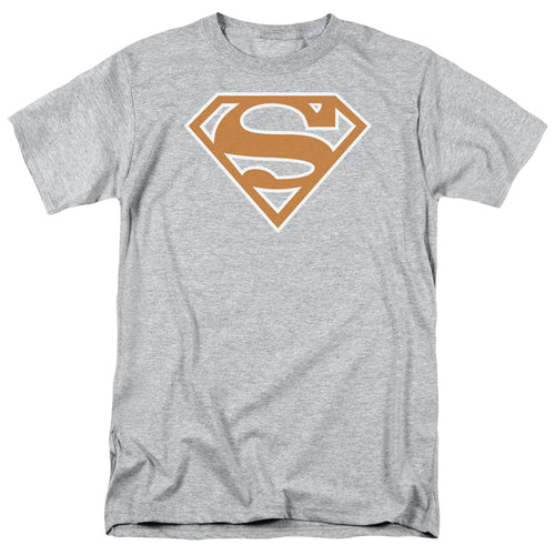 DC Comics - Superman - Burnt Orange & White Shield - Adult Unisex T-Shirt - Gray