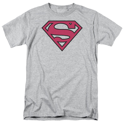 DC Comics - Superman - Red & Black Shield - Adult Unisex T-Shirt - Gray