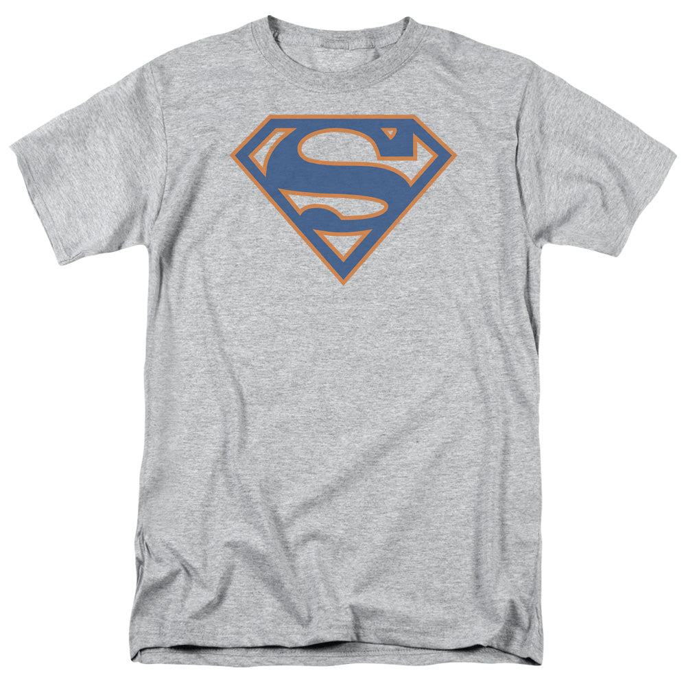DC Comics - Superman - Blue & Orange Shield - Adult Unisex T-Shirt - Gray