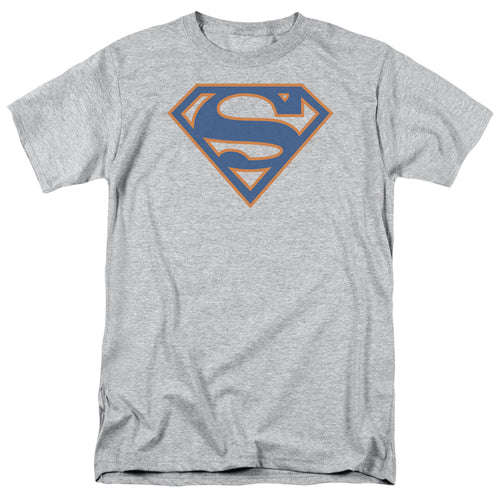 DC Comics - Superman - Blue & Orange Shield - Adult Unisex T-Shirt - Gray