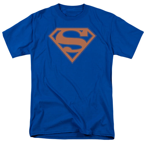DC Comics - Superman - Blue & Orange Shield - Adult Unisex T-Shirt - Blue
