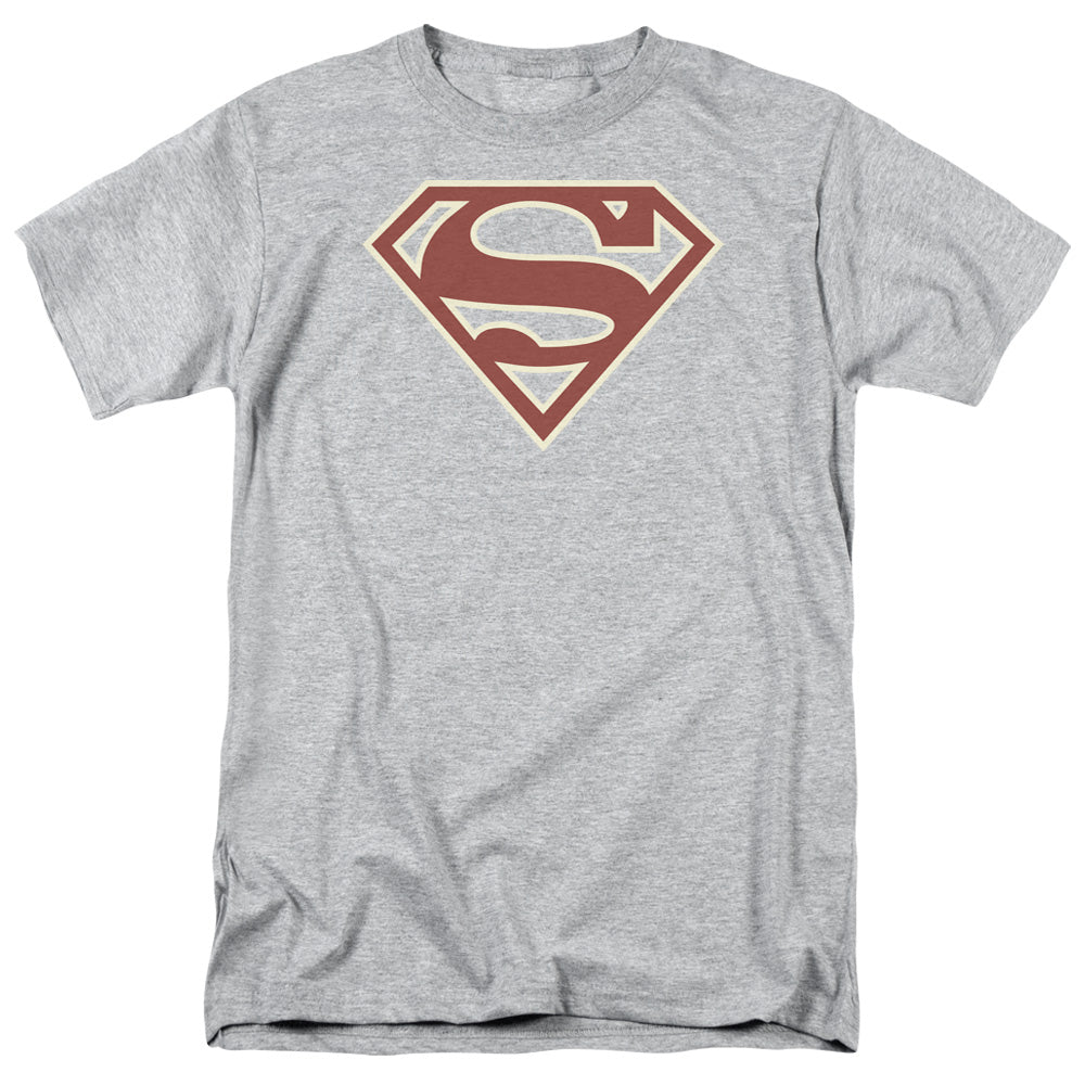 DC Comics - Superman - Crimson & Cream Shield - Adult Unisex T-Shirt - Gray