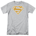 DC Comics - Superman - Lt Orange & White Shield - Adult Unisex T-Shirt - Gray