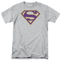 DC Comics - Superman - Purple & Gold Shield - Adult Unisex T-Shirt - Gray