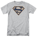 DC Comics - Superman - Navy & Orange Shield - Adult Unisex T-Shirt - Gray