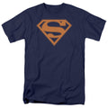 DC Comics - Superman - Navy & Orange Shield - Adult Unisex T-Shirt - Blue