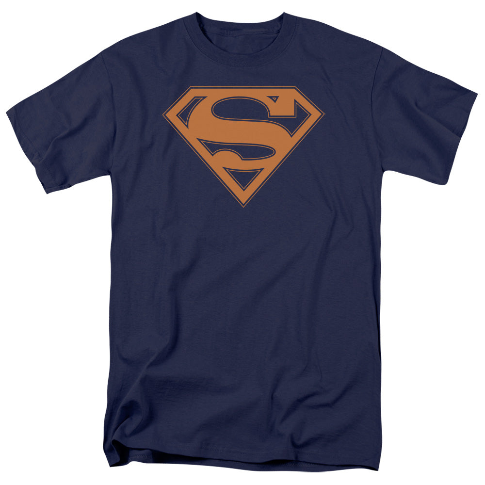 DC Comics - Superman - Navy & Orange Shield - Adult Unisex T-Shirt - Blue
