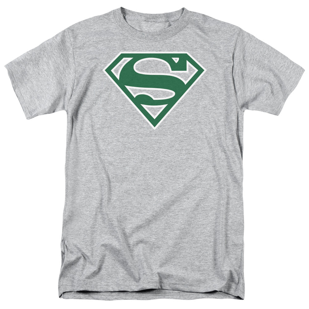 DC Comics - Superman - Green & White Shield - Adult Unisex T-Shirt - Gray