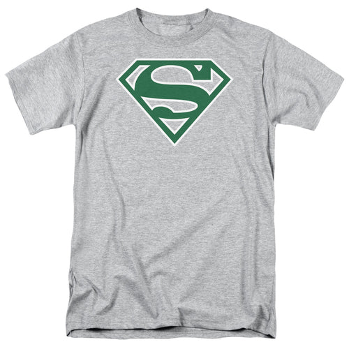 DC Comics - Superman - Green & White Shield - Adult Unisex T-Shirt - Gray