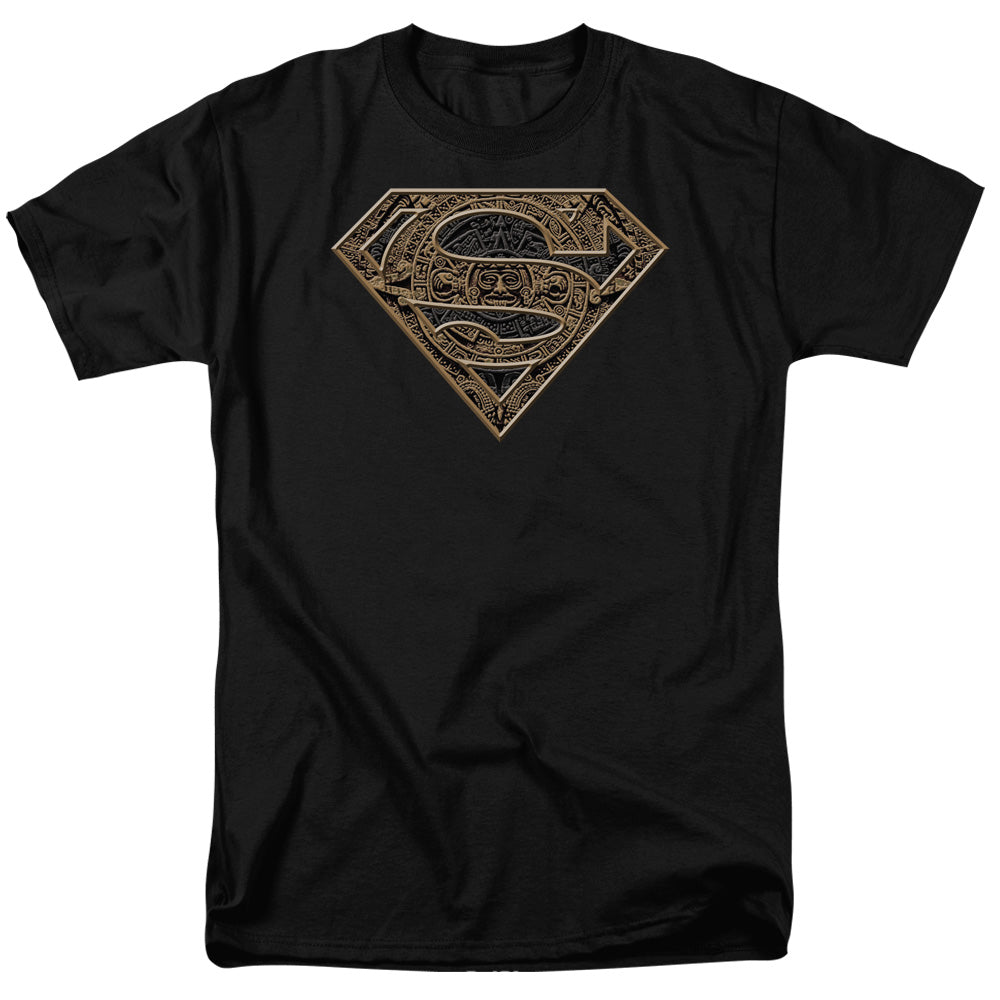 DC Comics - Superman - Aztec Shield - Adult Unisex Short Sleeve T-Shirt - Black