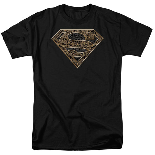 DC Comics - Superman - Aztec Shield - Adult Unisex Short Sleeve T-Shirt - Black